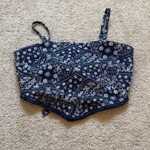 Altar'd State Navy Blue Bandana Print Tank Top